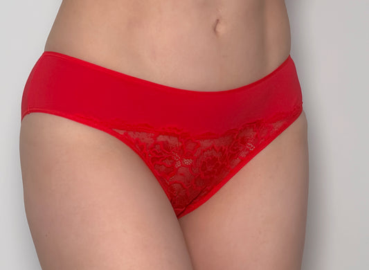 Christmas Red Lace and Microfiber Boy Shorts