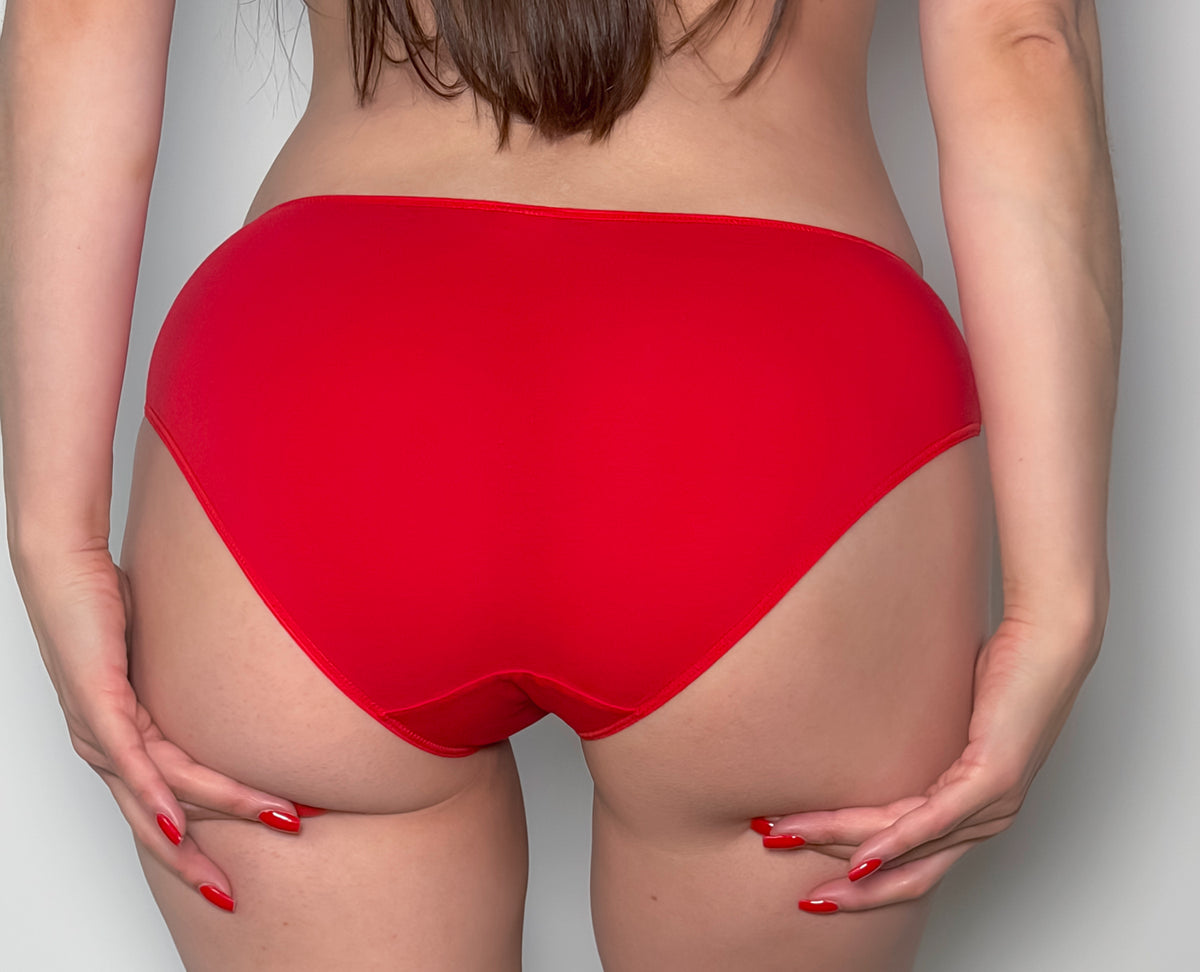 Christmas Red Lace and Microfiber Boy Shorts